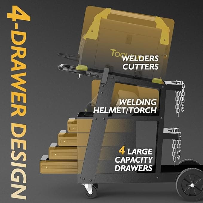 TOOLIOM Welding Cart with 4 Drawers Cabinet view 3